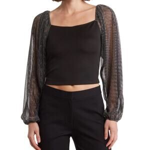 Wildfox Womens M Benicia Long Sleeve Top in Black NEW